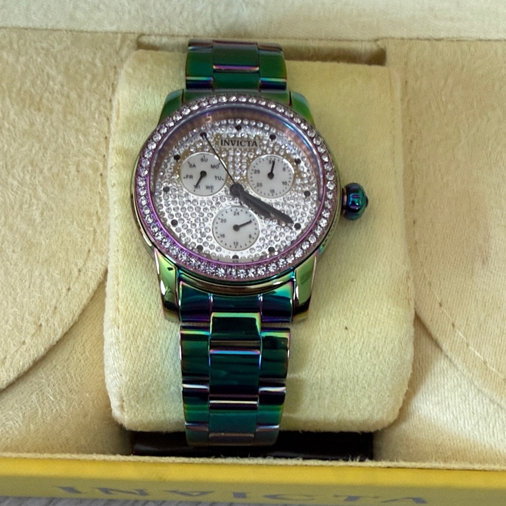 Rare Invicta Iridescent Watch with Crystal Details